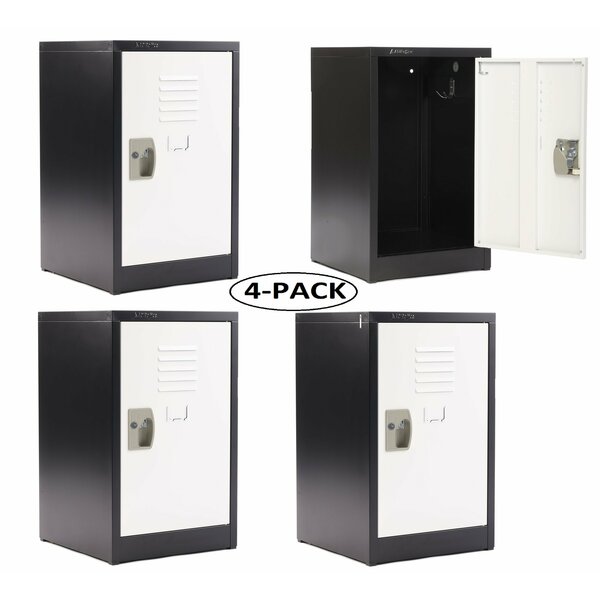 Adiroffice 24in Locker for Kids, Black Body With White Doors, 4PK ADI629-02-B-W-PKG-4